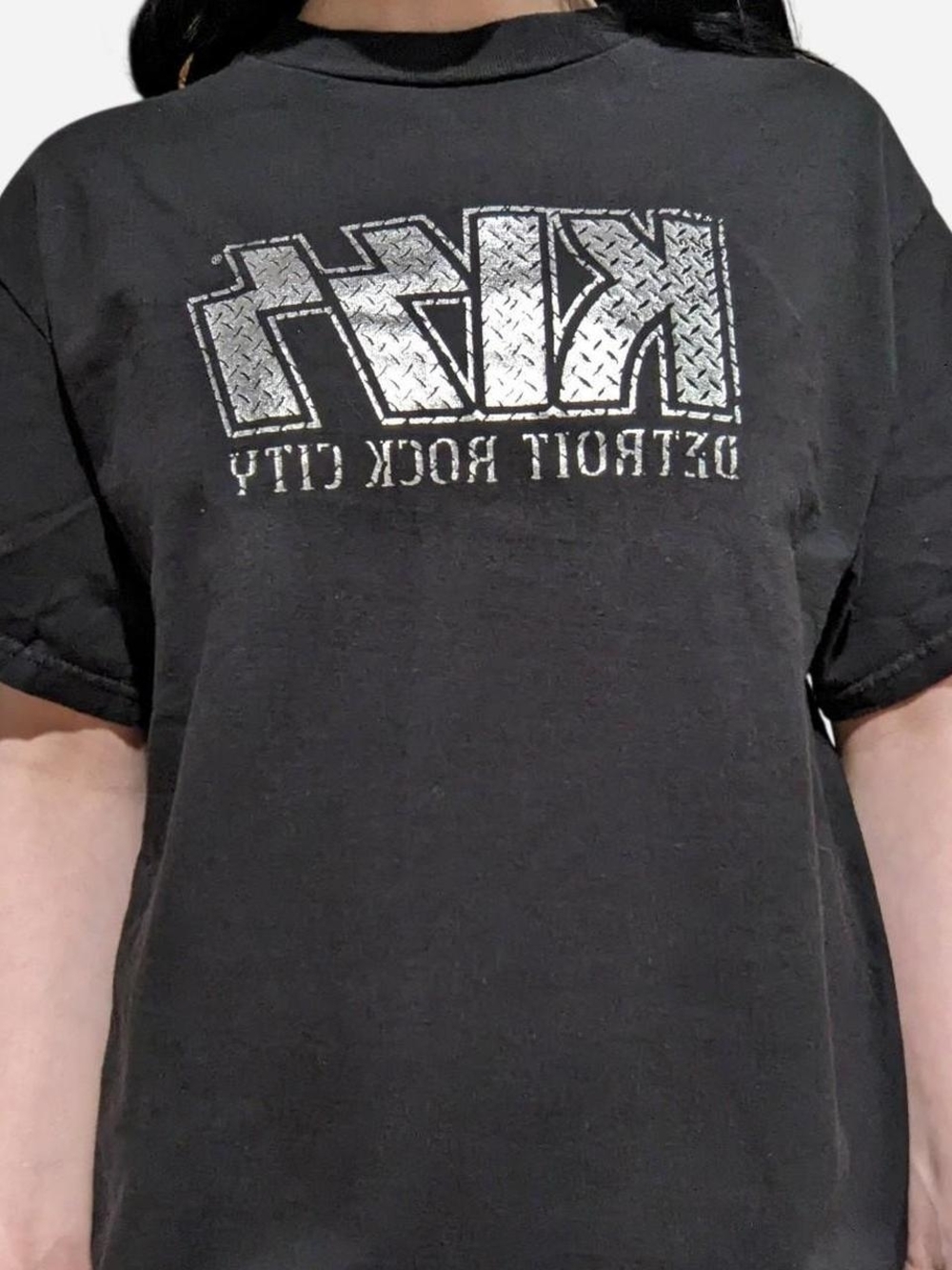 Kiss Black Tee with Silver 'Detroit Rock City' Logo